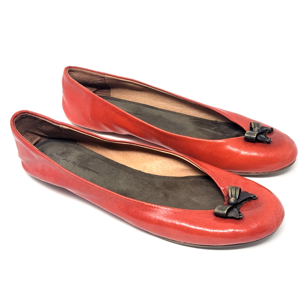 Anthropologie Pilcro And The Letterpress Ballet Flats Burnt Orange Womens Size 9